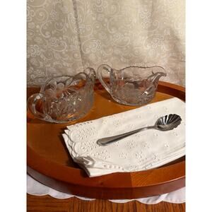 Antique American Brilliant Period Cut Crystal Creamer and Sugar Set